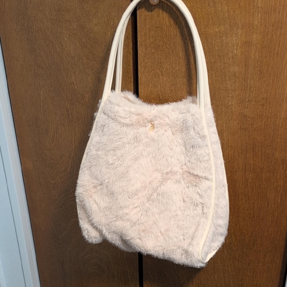 Victoria's Secret Cream Faux Fur Shoulder Bag